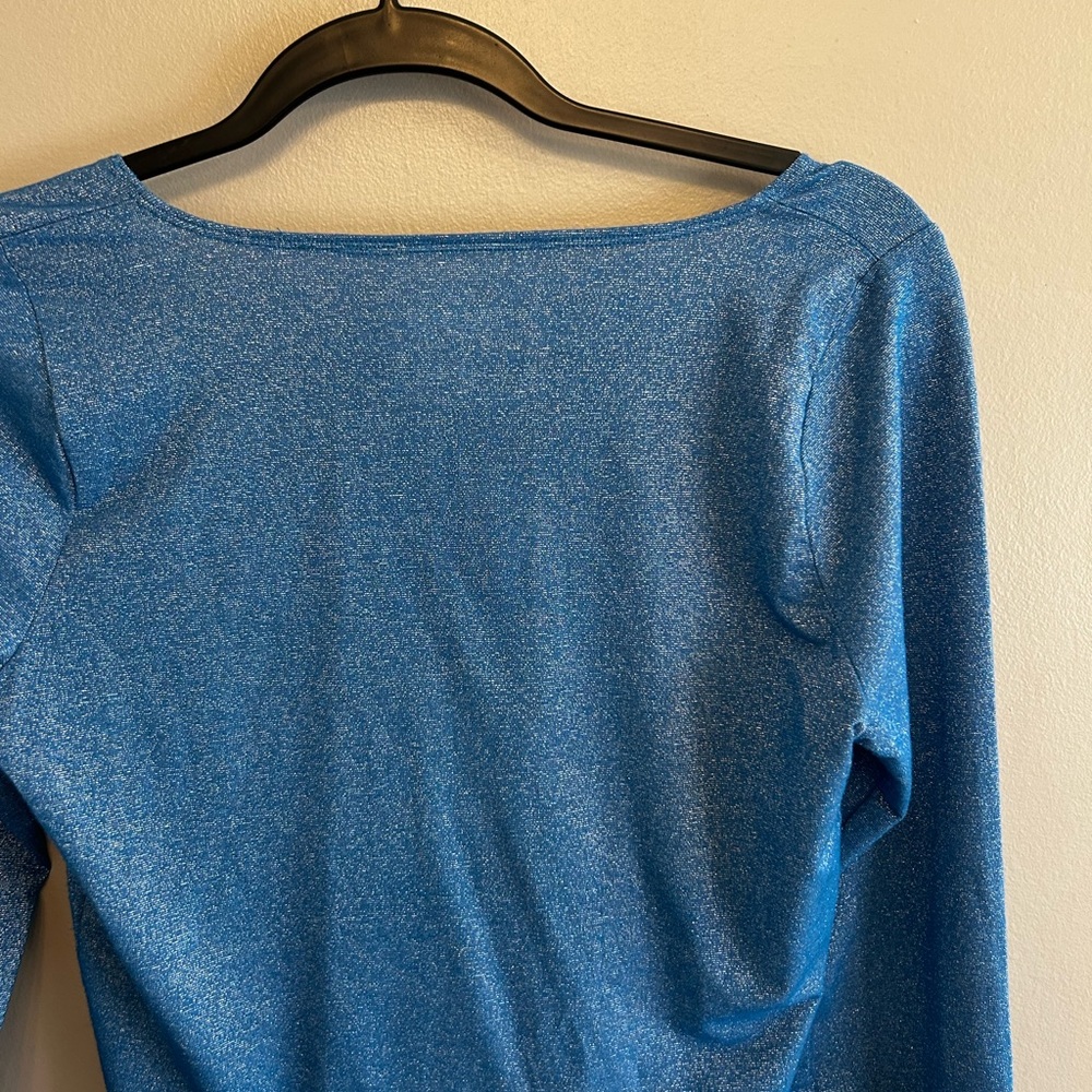 Hollister blue silver sparkle long sleeved crop top Y2K size L - Picture 15 of 15